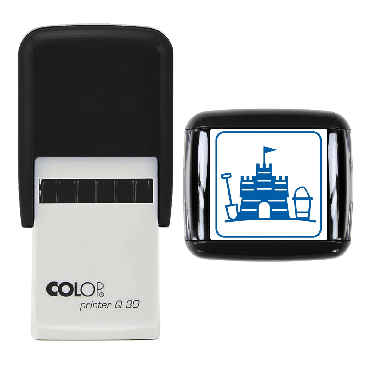 Sandcastle Bucket and Spade Stamp, 30 x 30mm, COLOP Q30
