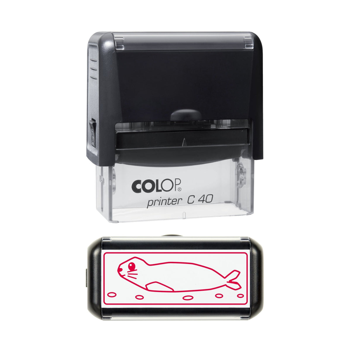 Seal Pup on Pebbles Stamp, 58 x 22mm, COLOP C40