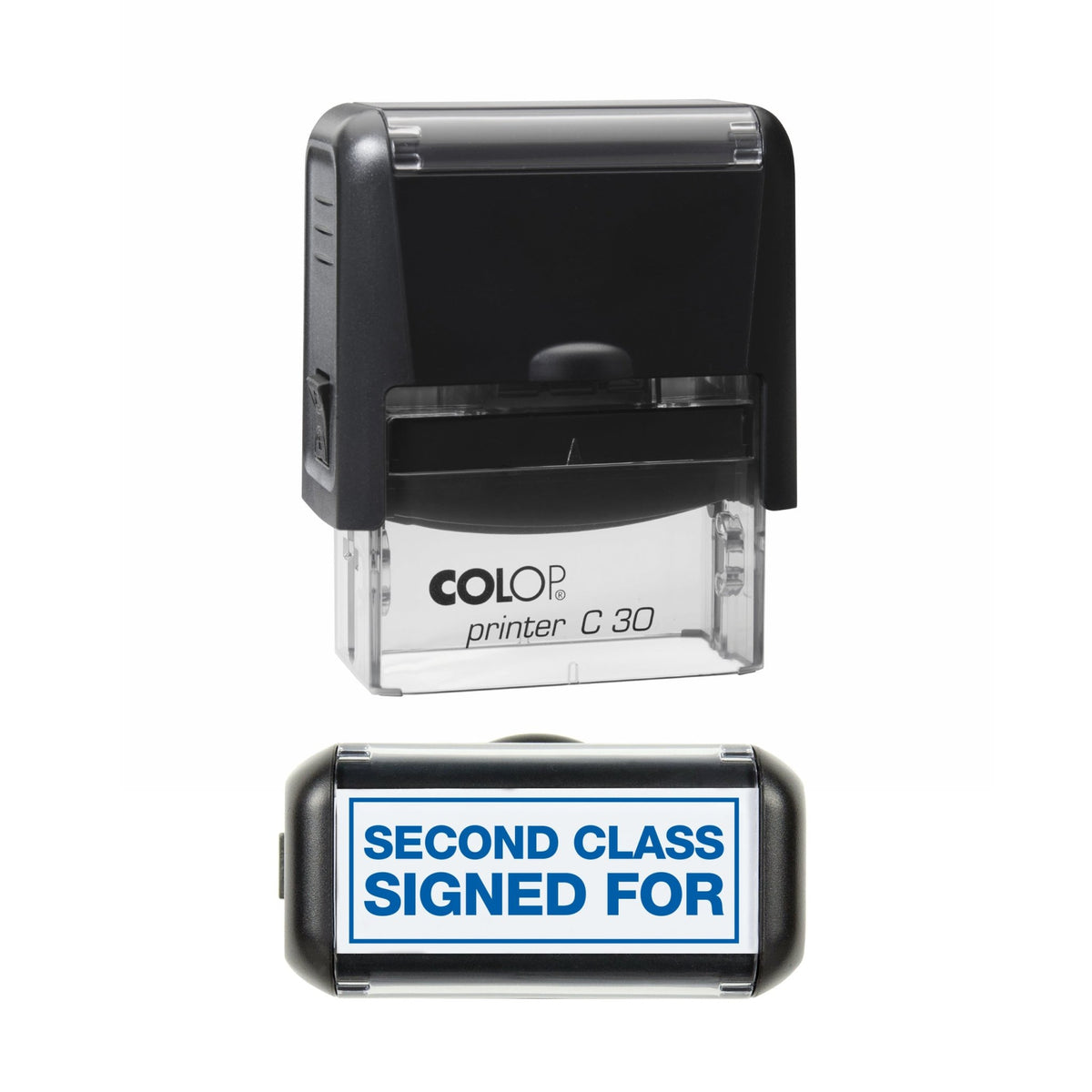 Second Class Signed For With Border - Self-Inking Stamp - COLOP C30 - 45 x 18mm