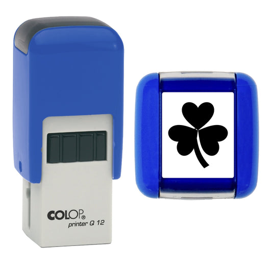 Stamp showing the Shamrock Loyalty Card design, 12 x 12mm COLOP Q12 self-inking stamp, black ink