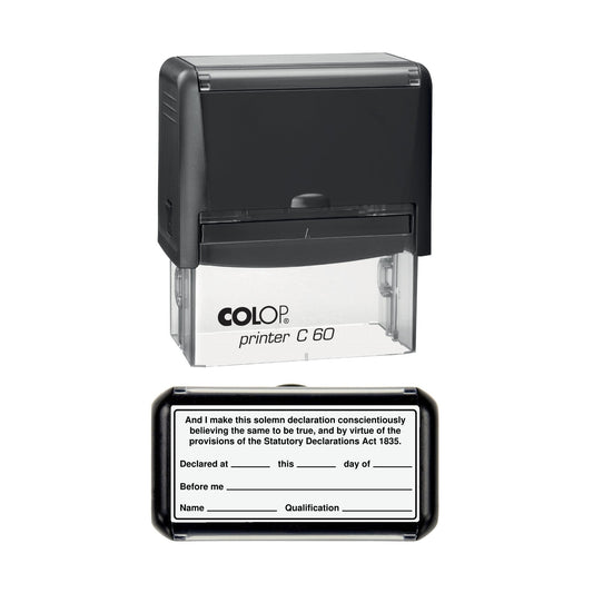 Statutory Declaration Closing Clause stamp, 77 x 36mm COLOP C60 self-inking stamp, black ink