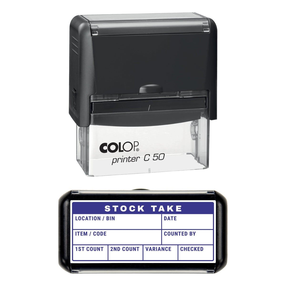 Stock Take Count Grid Stamp, 70 x 30mm, COLOP C50