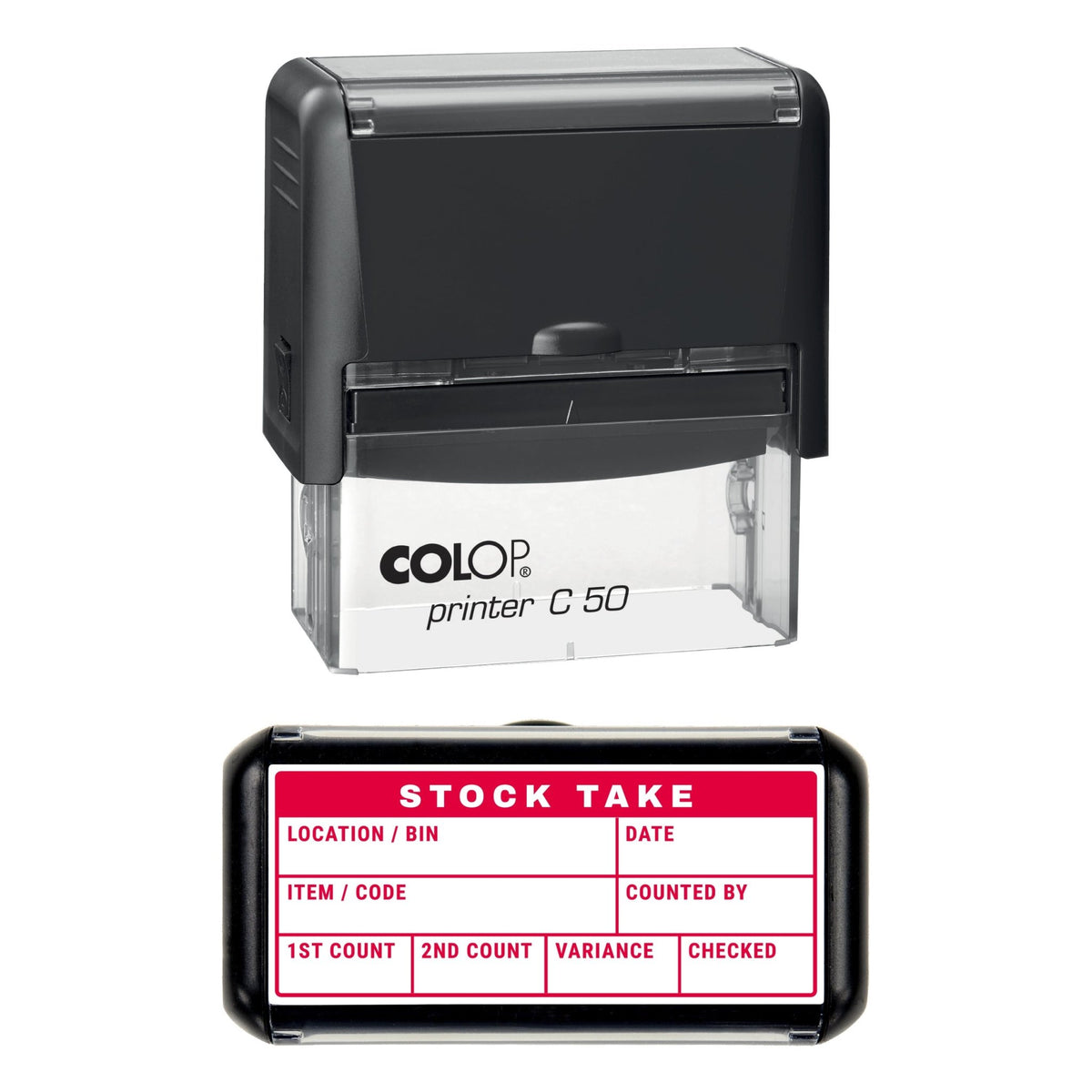 Stock Take Count Grid Stamp, 70 x 30mm, COLOP C50