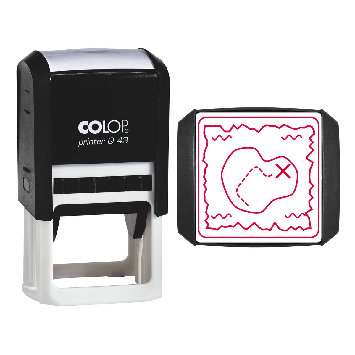 Treasure Map Stamp, 43 x 43mm, COLOP Q43