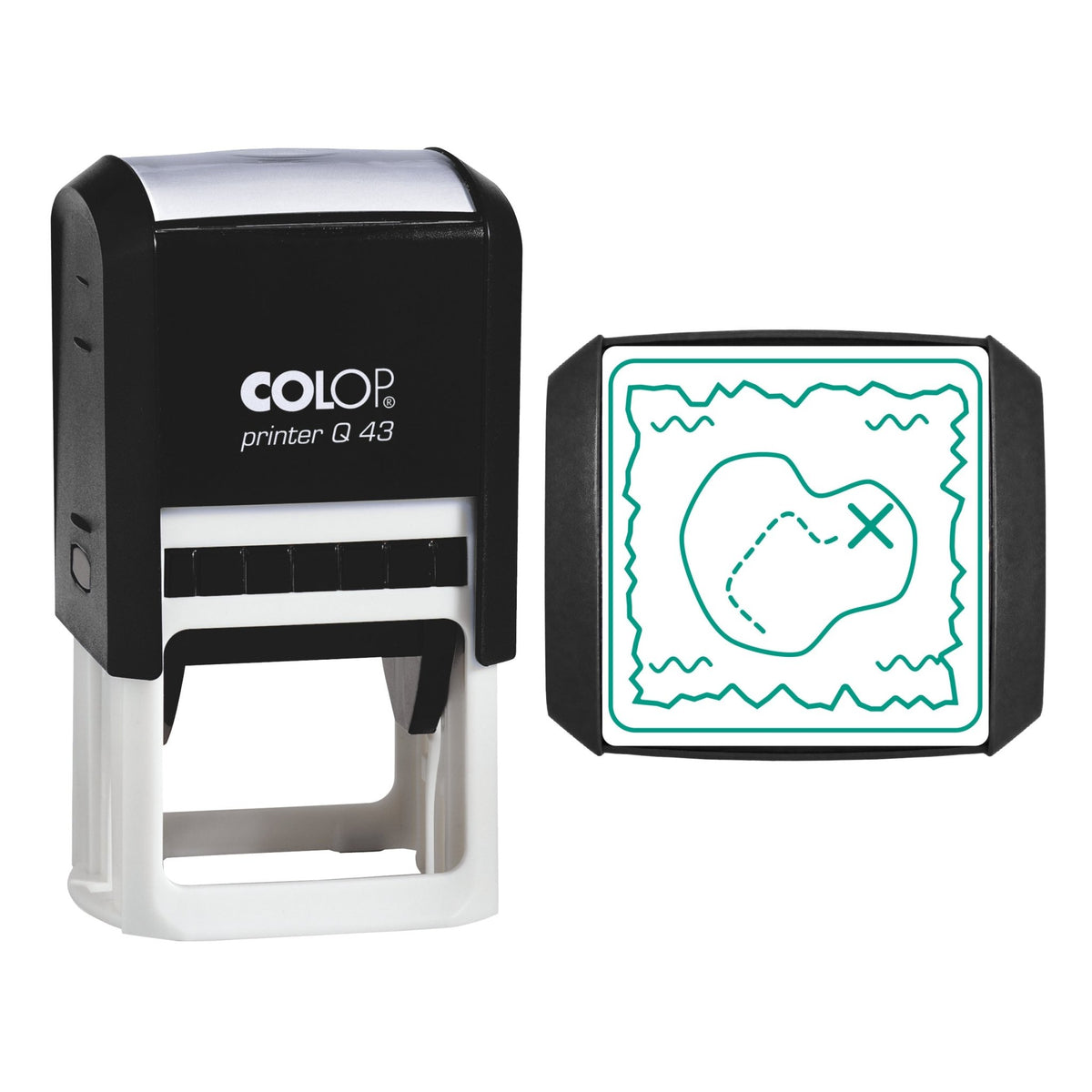 Treasure Map Stamp, 43 x 43mm, COLOP Q43