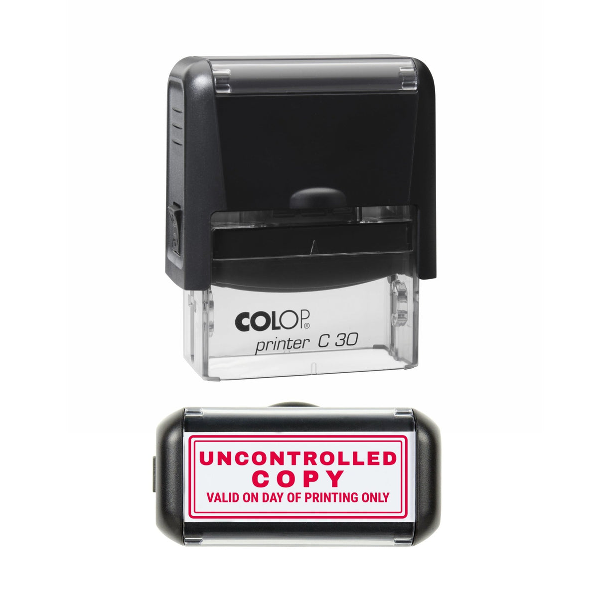 Uncontrolled Copy Valid on Day of Printing Stamp, 45 x 18mm, COLOP C30