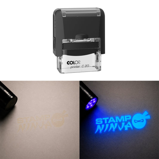UV Security Stamp with Invisible UV Ink | Custom Personalised Stamp for Asset Marking, Property Identification, Anti - Theft Security & Document Verification | COLOP Printer C20