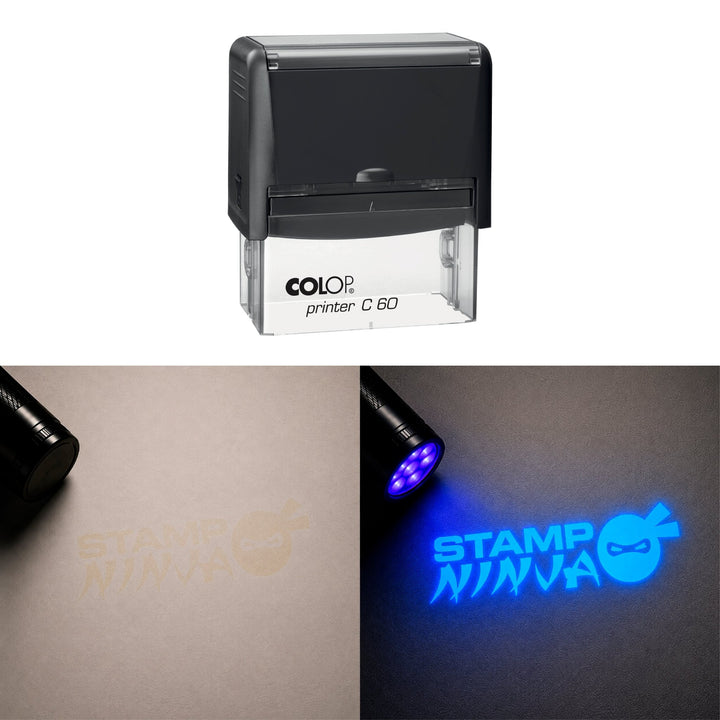 UV Security Stamp with Invisible UV Ink | Custom Personalised Stamp for Asset Marking, Property Identification, Anti-Theft Security & Document Verification | COLOP Printer C60