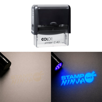 UV Security Stamp with Invisible UV Ink | Custom Personalised Stamp for Asset Marking, Property Identification, Anti - Theft Security & Document Verification | COLOP Printer C40