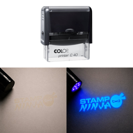 UV Security Stamp with Invisible UV Ink | Custom Personalised Stamp for Asset Marking, Property Identification, Anti - Theft Security & Document Verification | COLOP Printer C40