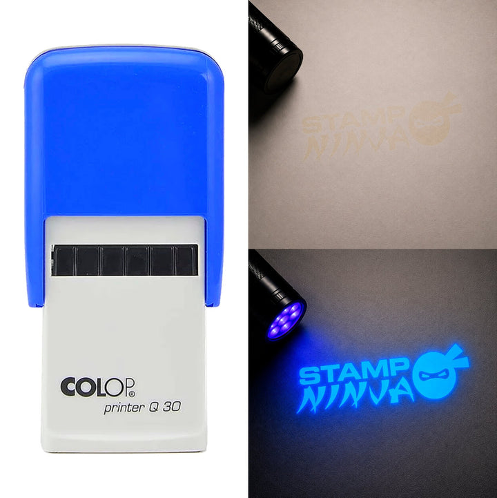UV Security Stamp with Invisible UV Ink | Custom Personalised Stamp for Asset Marking, Property Identification, Anti-Theft Security & Document Verification | COLOP Printer Q30