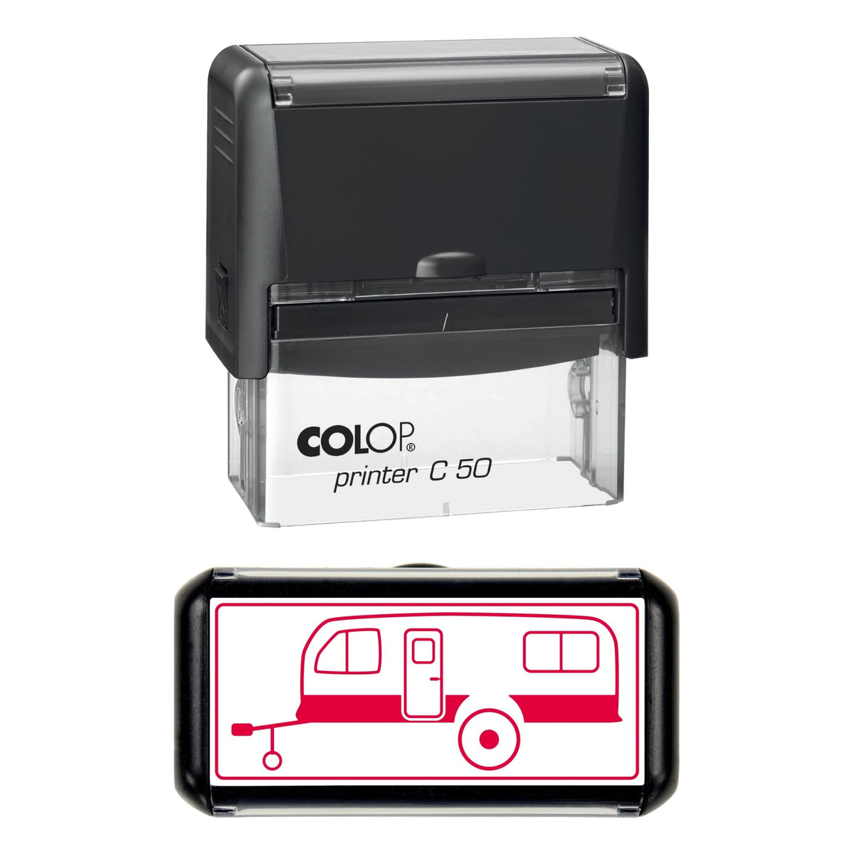 Vintage Caravan Stamp, 70 x 30mm, COLOP C50