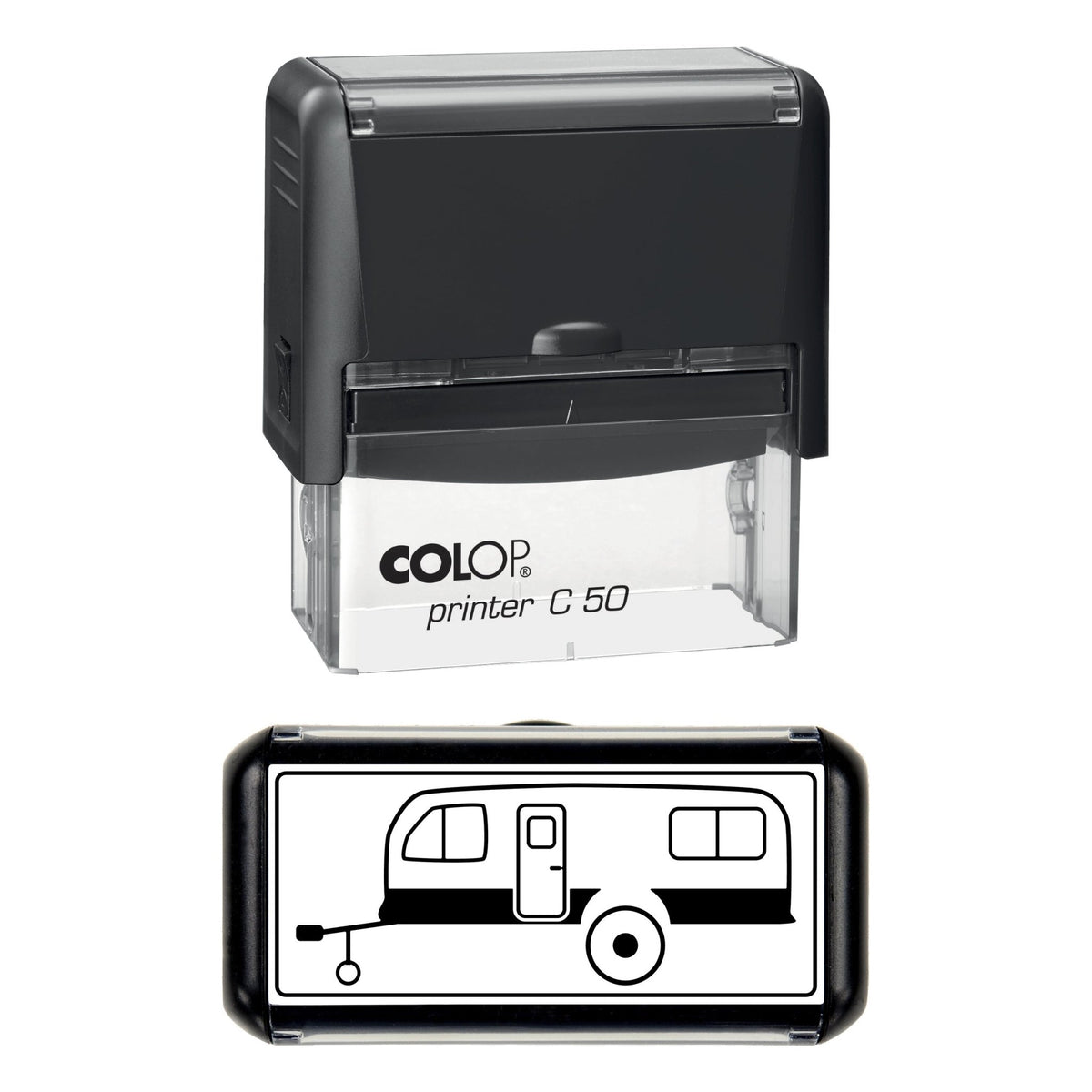 Vintage Caravan Stamp, 70 x 30mm, COLOP C50