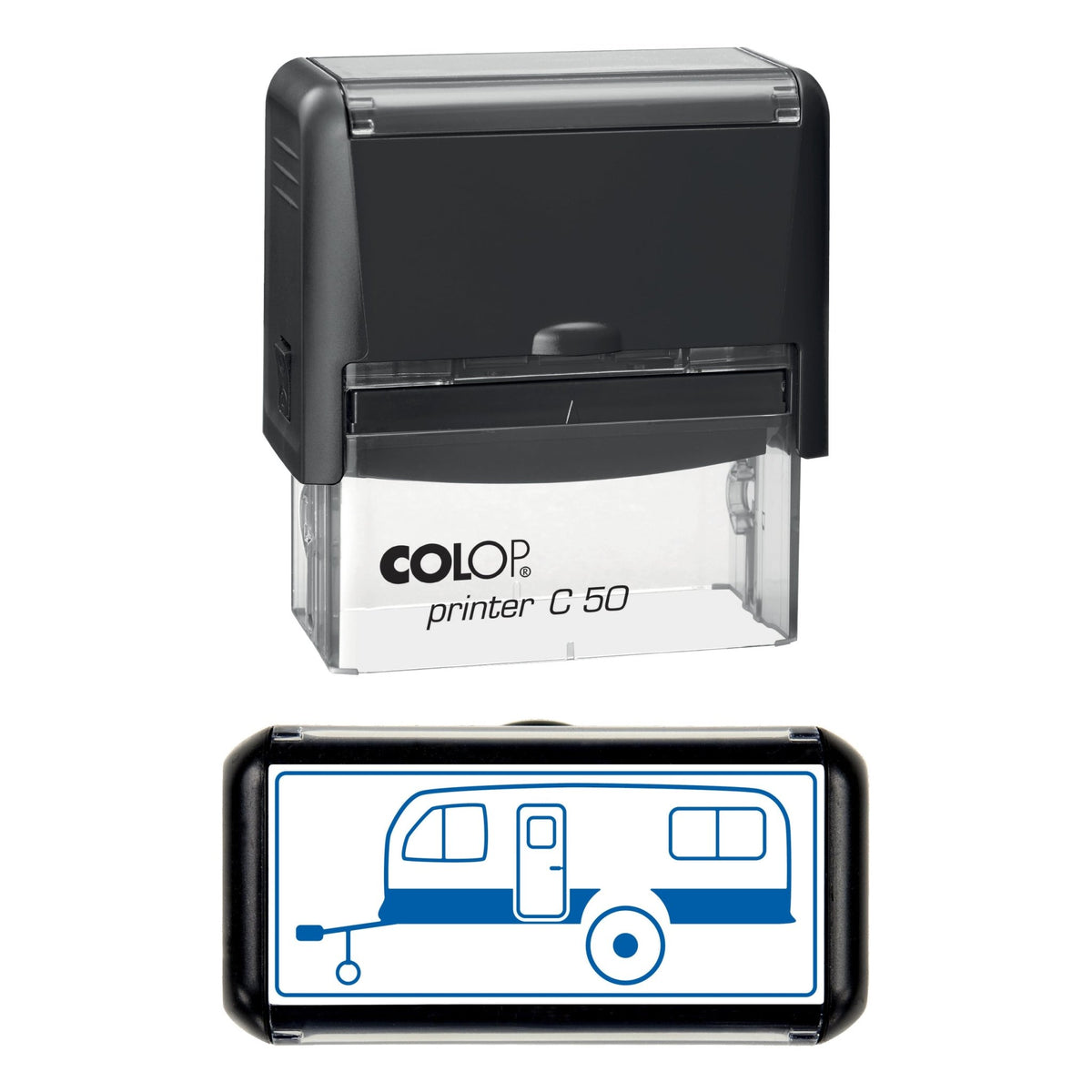 Vintage Caravan Stamp, 70 x 30mm, COLOP C50