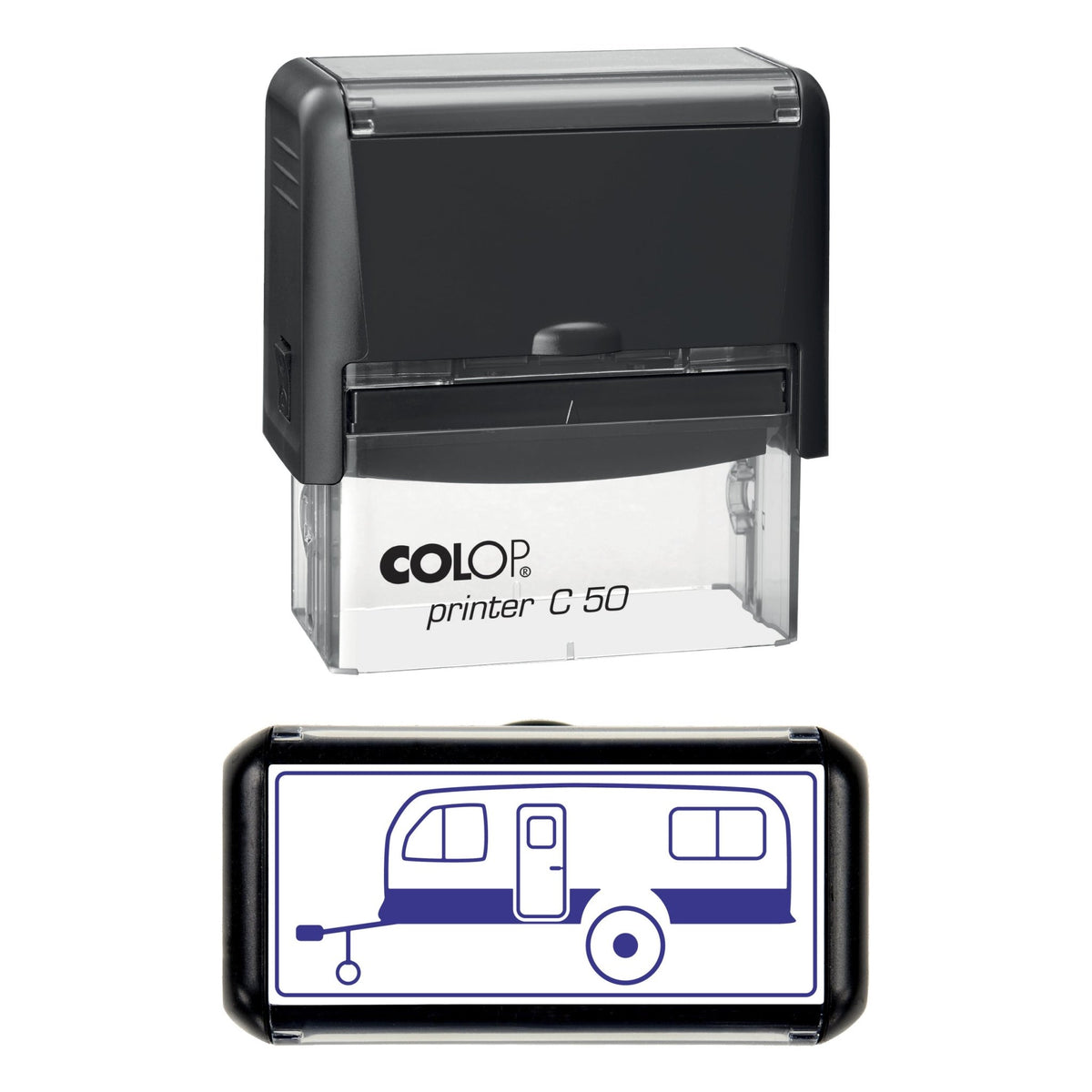 Vintage Caravan Stamp, 70 x 30mm, COLOP C50