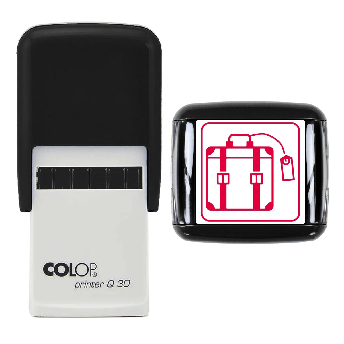 Vintage Suitcase Stamp, 30 x 30mm, COLOP Q30