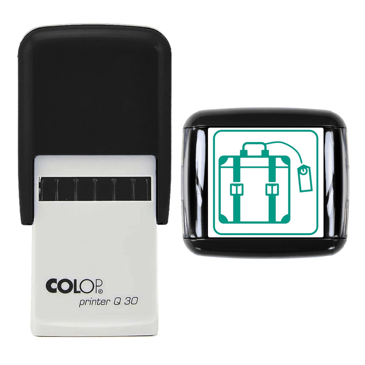 Vintage Suitcase Stamp, 30 x 30mm, COLOP Q30