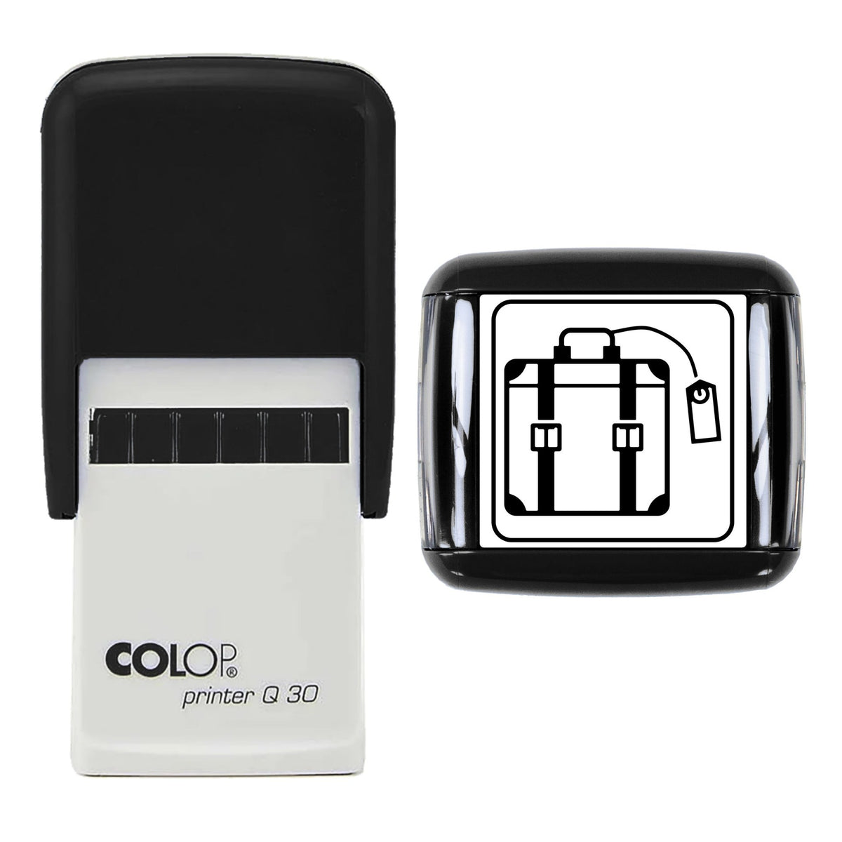 Vintage Suitcase Stamp, 30 x 30mm, COLOP Q30