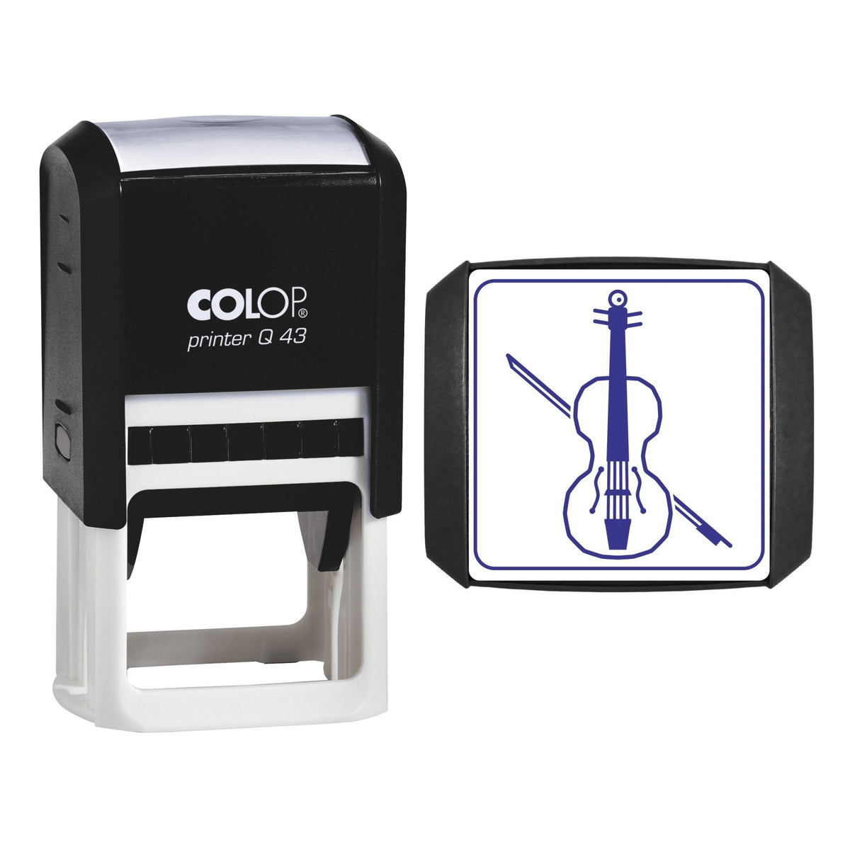 Violin and Bow Stamp, 43 x 43mm, COLOP Q43