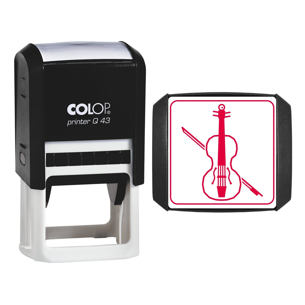 Violin and Bow Stamp, 43 x 43mm, COLOP Q43