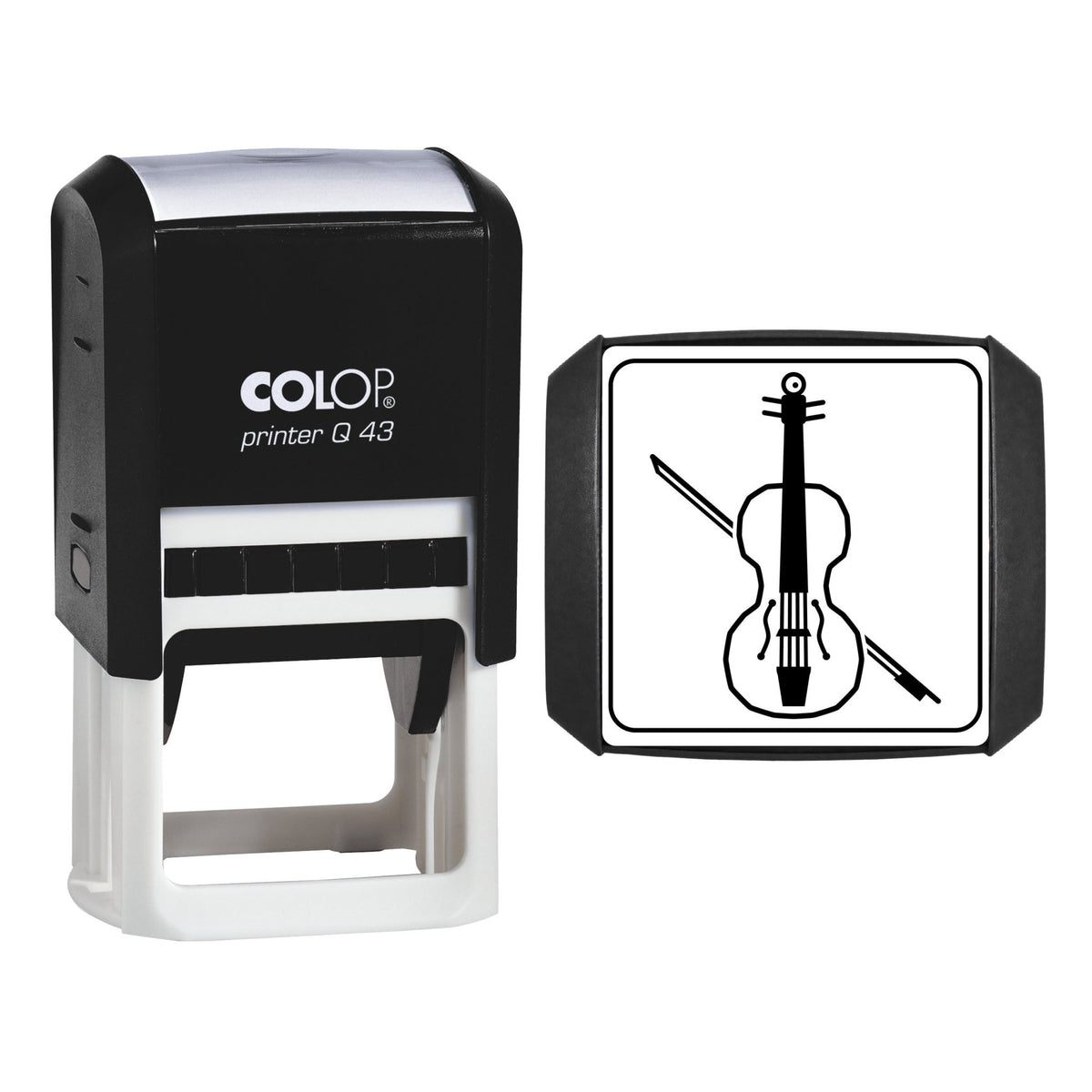 Violin and Bow Stamp, 43 x 43mm, COLOP Q43