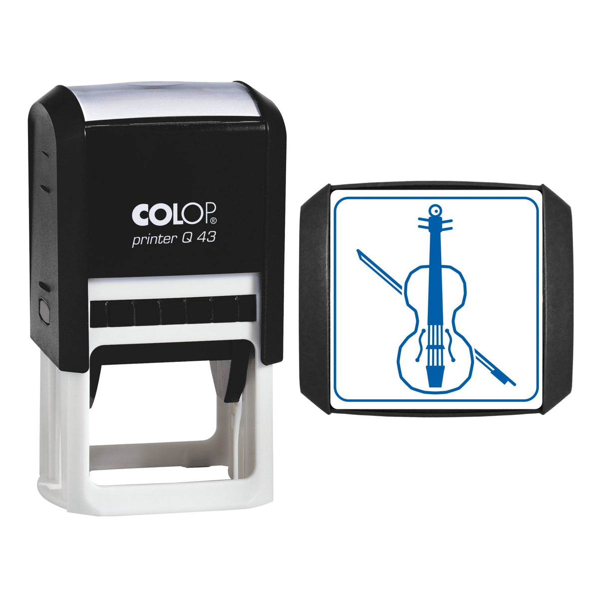 Violin and Bow Stamp, 43 x 43mm, COLOP Q43