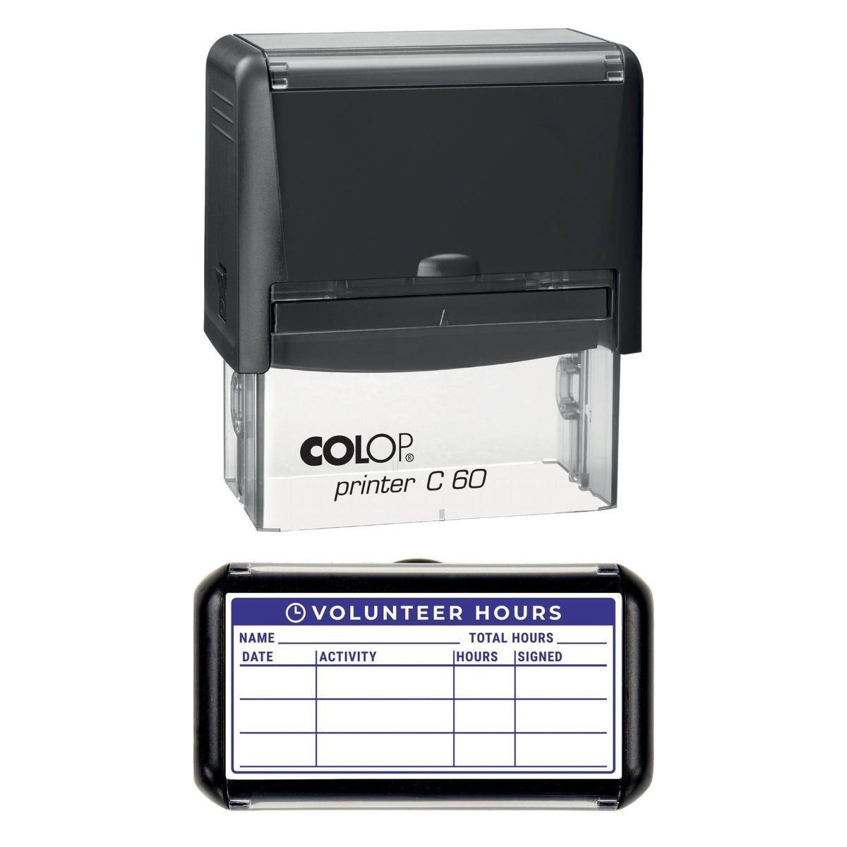 Volunteer Hours Record Stamp, 77 x 36mm, COLOP C60