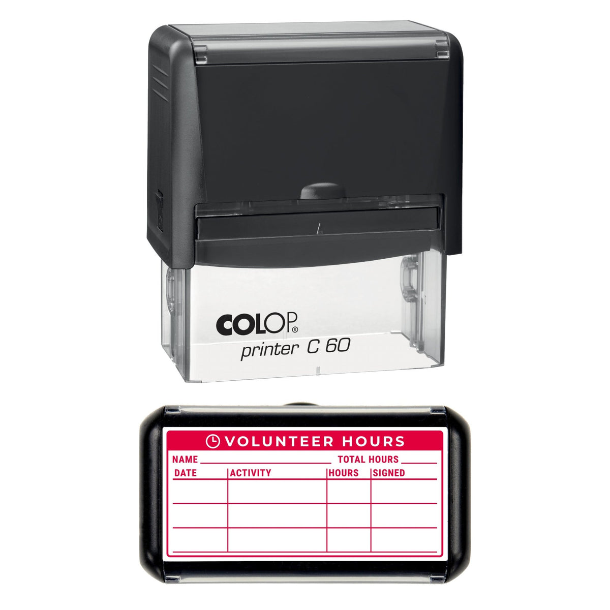 Volunteer Hours Record Stamp, 77 x 36mm, COLOP C60