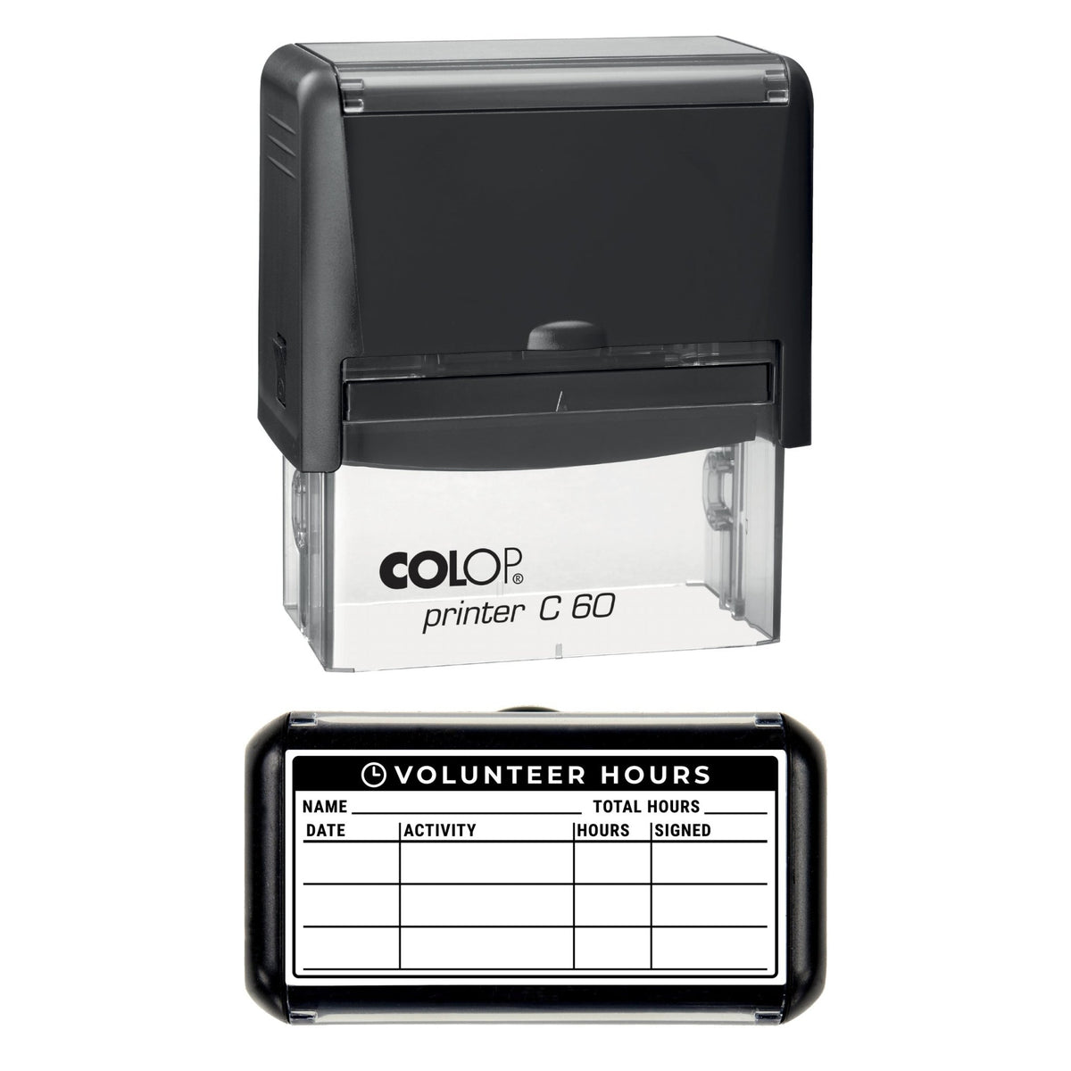 Volunteer Hours Record Stamp, 77 x 36mm, COLOP C60