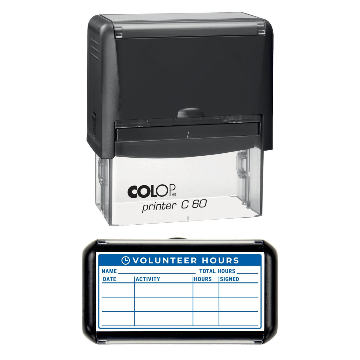 Volunteer Hours Record Stamp, 77 x 36mm, COLOP C60