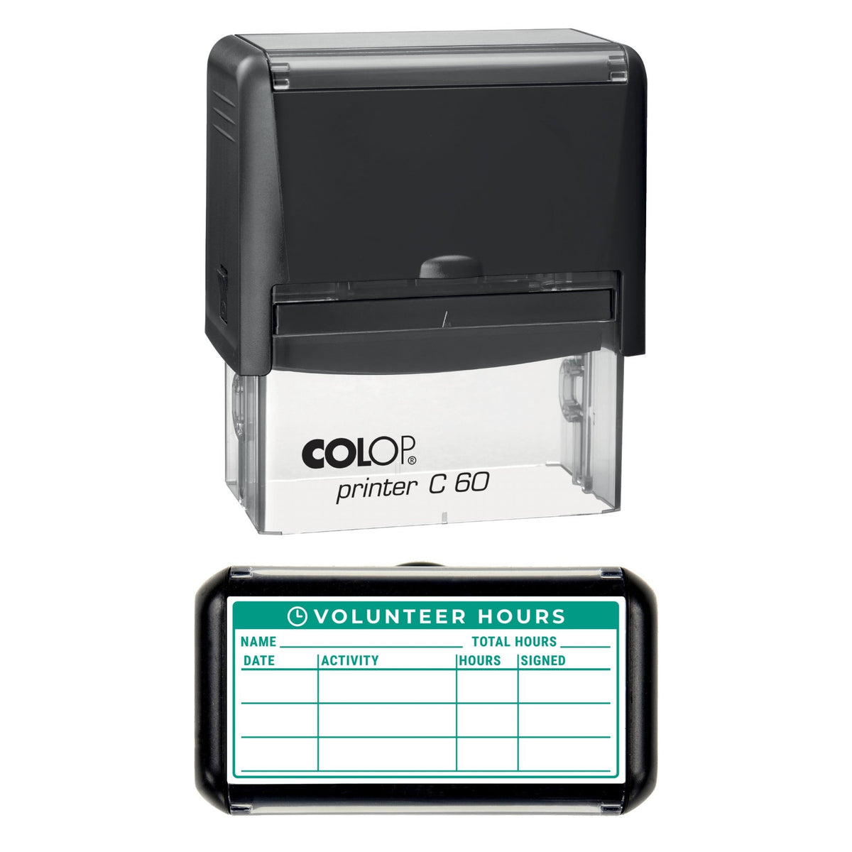 Volunteer Hours Record Stamp, 77 x 36mm, COLOP C60
