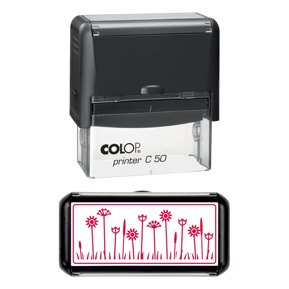 Wildflower Meadow Border Stamp, 70 x 30mm, COLOP C50