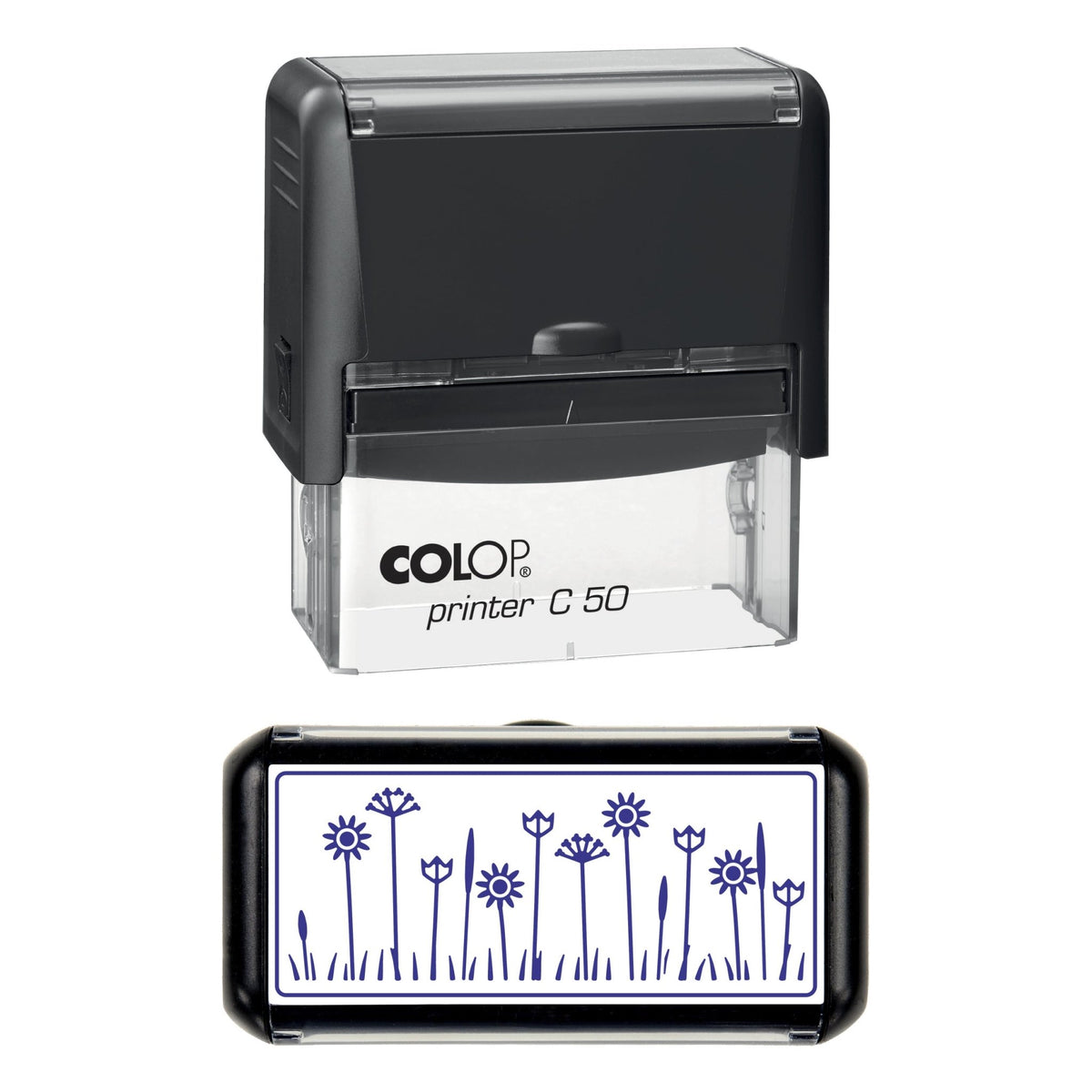 Wildflower Meadow Border Stamp, 70 x 30mm, COLOP C50