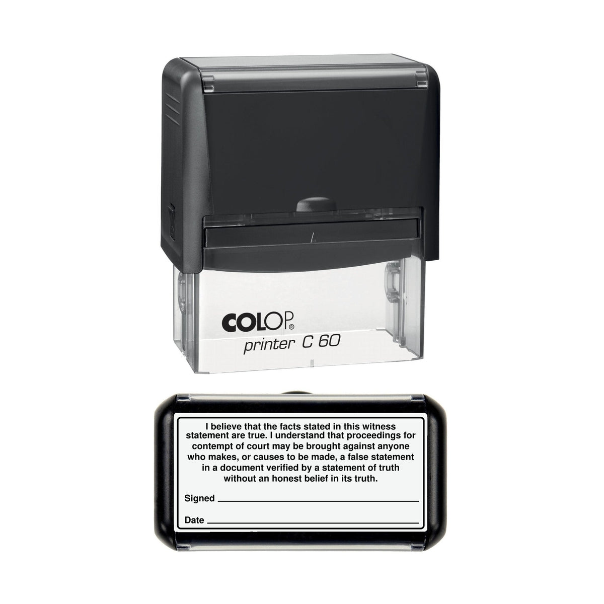 Witness Statement Statement of Truth (CPR) stamp, 77 x 36mm COLOP C60 self-inking stamp, black ink