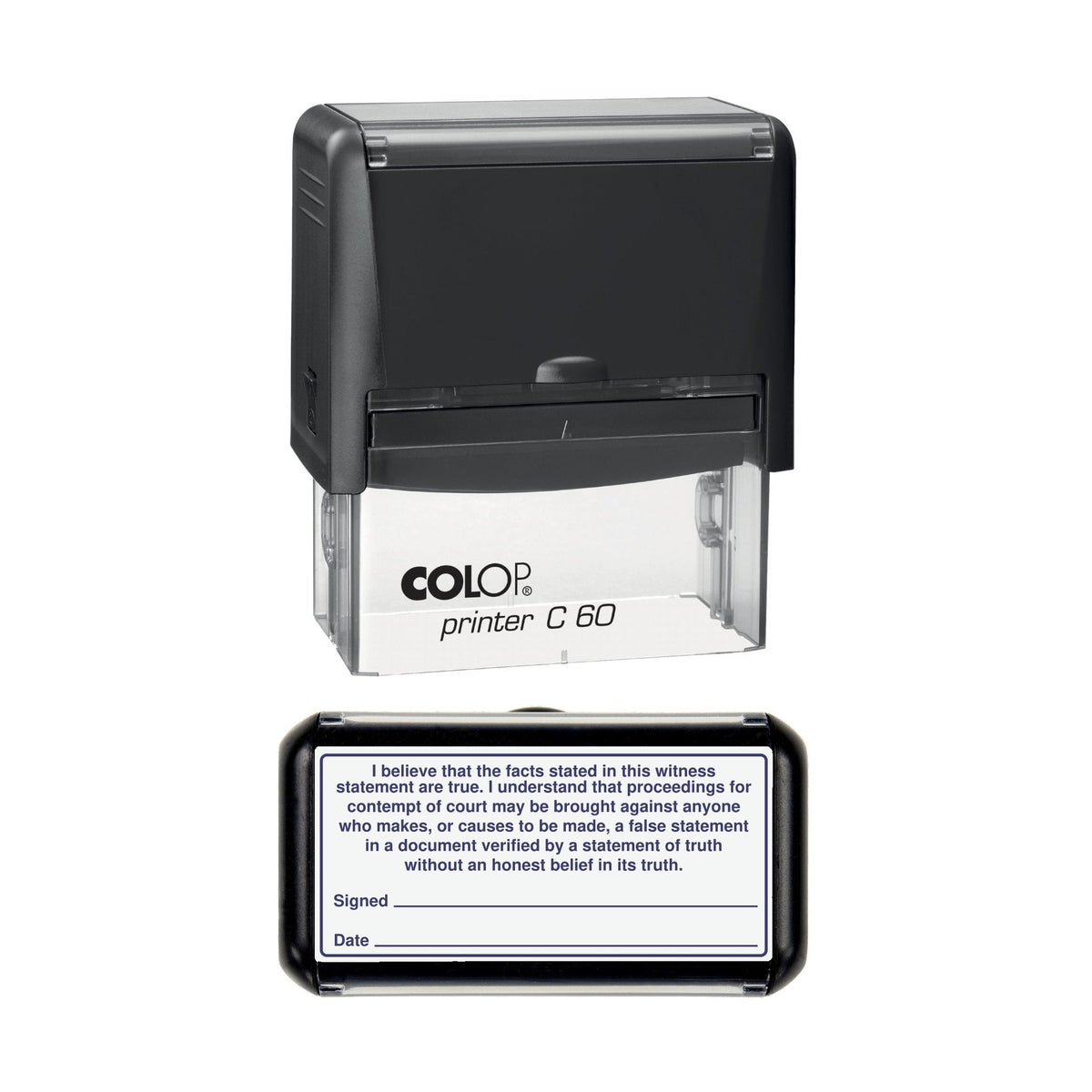 Witness Statement Statement of Truth (CPR) stamp, 77 x 36mm COLOP C60 self-inking stamp, violet ink