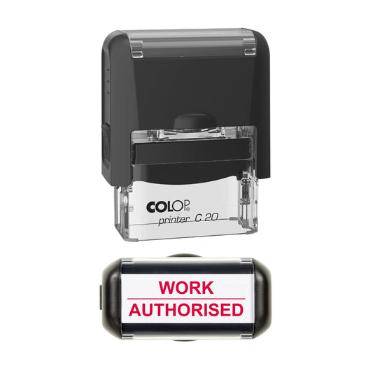 Work Authorised Vehicle Service Stamp, 37 x 12mm, COLOP C20