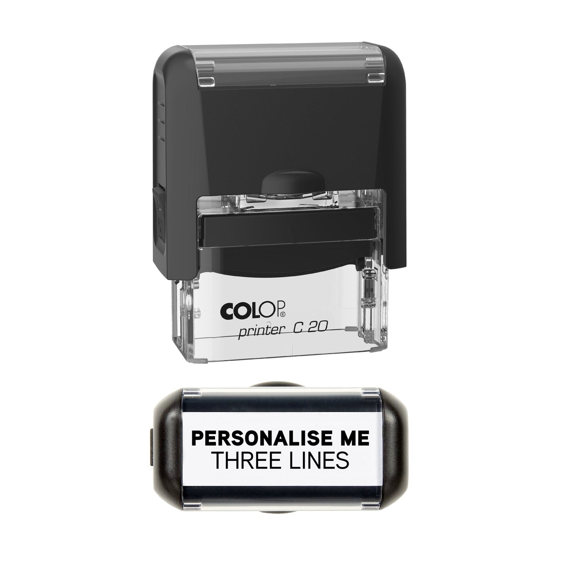 37 x 12mm - Custom Made Self - Inking Rubber Stamp - Up to 3 Lines of Personalised Text