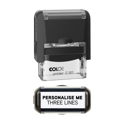 37 x 12mm - Custom Made Self - Inking Rubber Stamp - Up to 3 Lines of Personalised Text