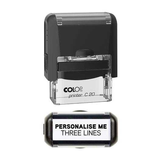 37 x 12mm - Custom Made Self - Inking Rubber Stamp - Up to 3 Lines of Personalised Text