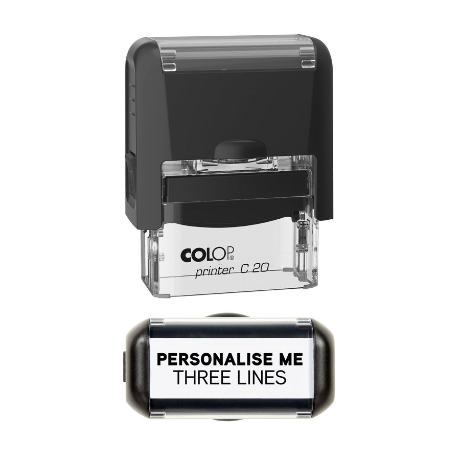 37 x 12mm - Custom Made Self - Inking Rubber Stamp - Up to 3 Lines of Personalised Text