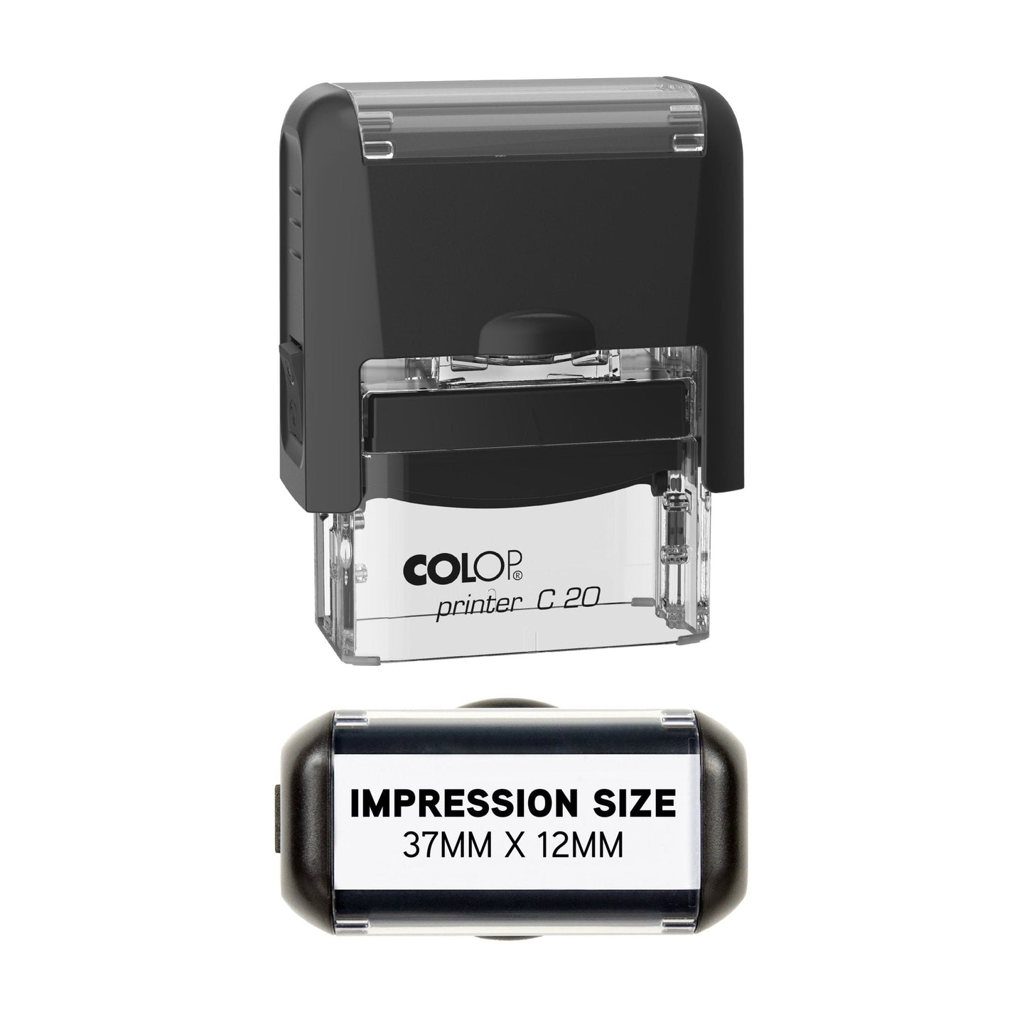 37 x 12mm - Custom Made Self - Inking Rubber Stamp - Up to 3 Lines of Personalised Text