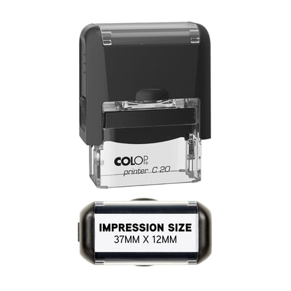 37 x 12mm - Custom Made Self - Inking Rubber Stamp - Up to 3 Lines of Personalised Text