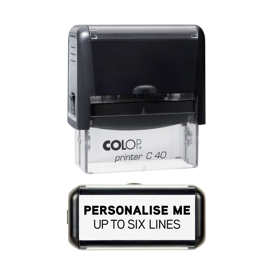 58 x 22mm - Premium Personalised Custom Made Self - Inking Rubber Stamp - Up to 5 Lines of Customised Text
