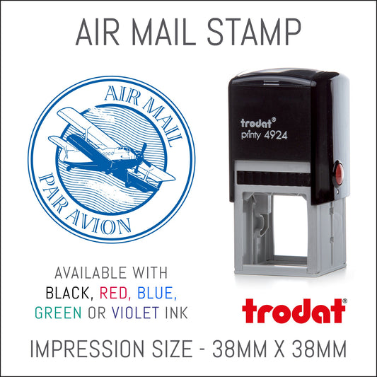Air Mail - Par Avion - Rubber Stamp - Trodat 4924 - 38mm x 38mm Impression