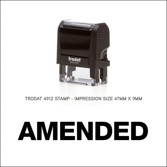 Amended - Rubber Stamp - Trodat 4912 - 47mm x 9mm Impression