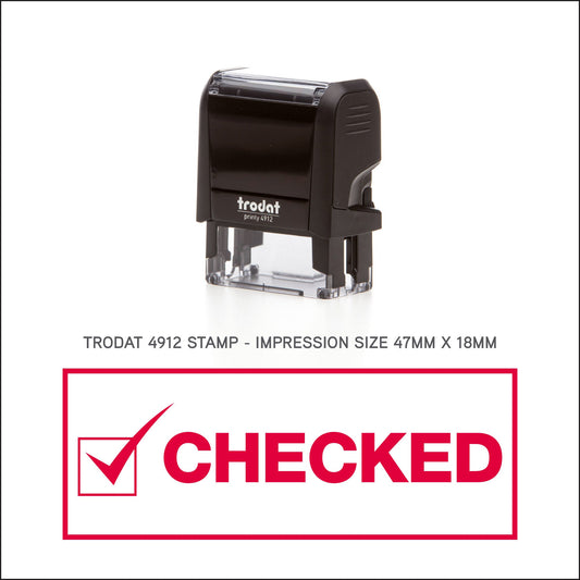 Checked Rubber Stamp - Trodat 4912 - 45mm x 18mm Impression