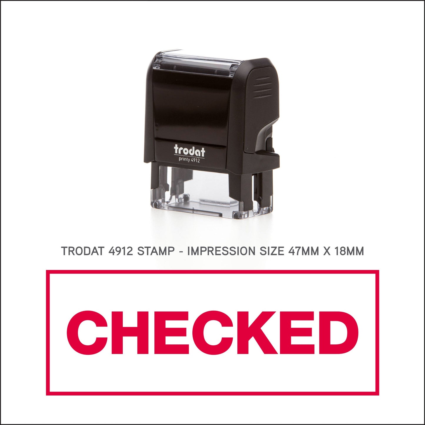 Checked Rubber Stamp - Trodat 4912 - 45mm x 18mm Impression