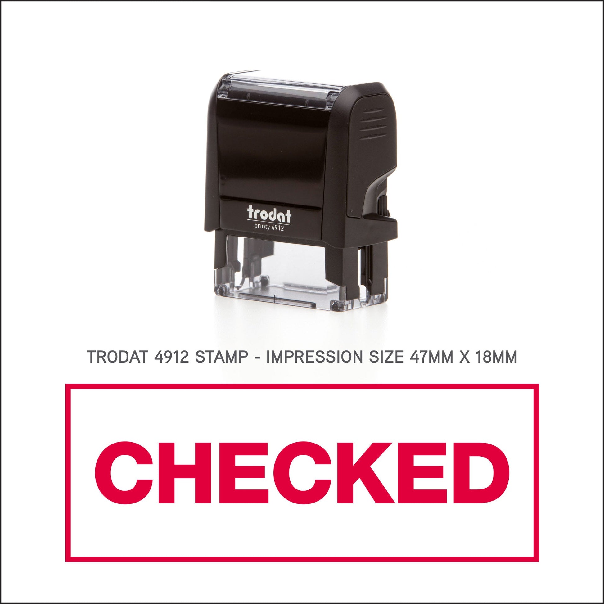 Checked Rubber Stamp - Trodat 4912 - 45mm x 18mm Impression