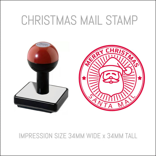 Christmas Postmark Rubber Hand Stamp - Merry Christmas