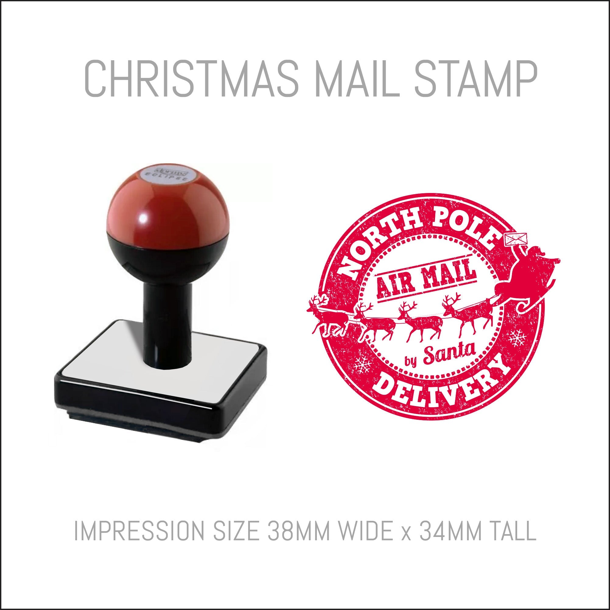 Christmas Postmark Rubber Hand Stamp - North Pole Air Mail - Stamp Ninja